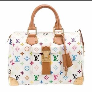 Full set Louis Vuitton White Multicolor Monogram Speedy 30 vintage